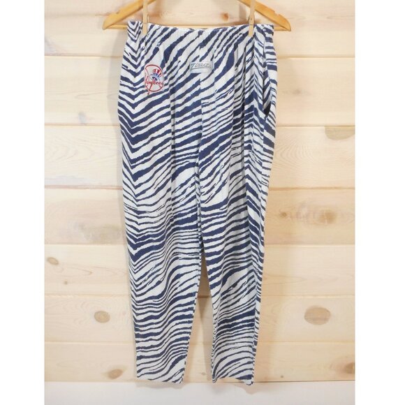Vintage Yankees Zubaz Pants Size Medium MLB Baseball Made in USA Blue Zebra - Picture 1 of 12